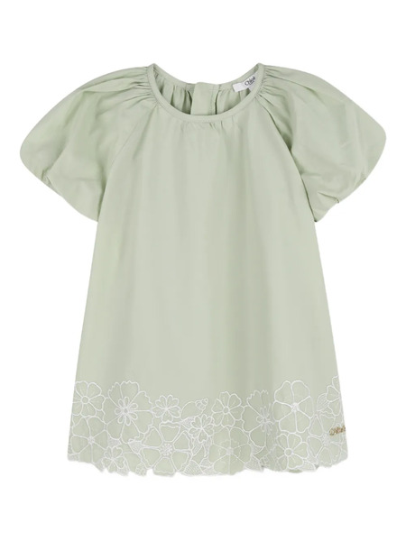  Chloé Kids Floral-embroidered Dress - Green 