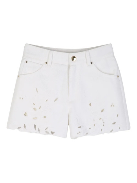  Chloé Kids Floral-embroidered Shorts - White 