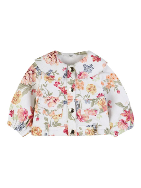  Chloé Kids Floral-print Jacket - White 