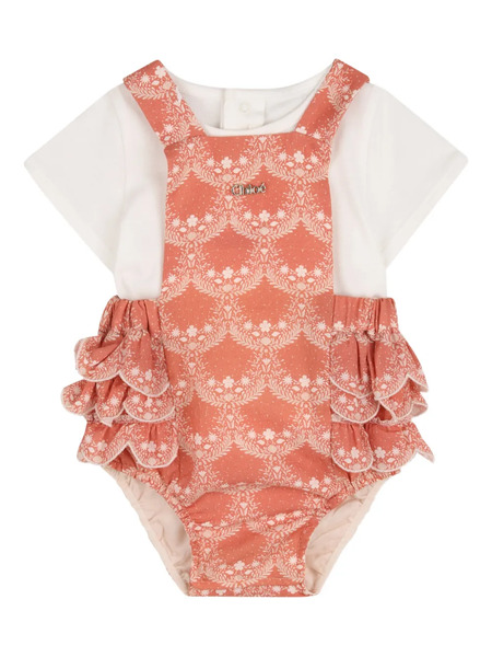 Chloé Kids Floral Ruffled Bodysuit - White 