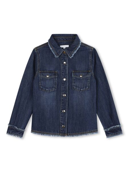  Chloé Kids Frayed-detail Denim Shirt - Blue 