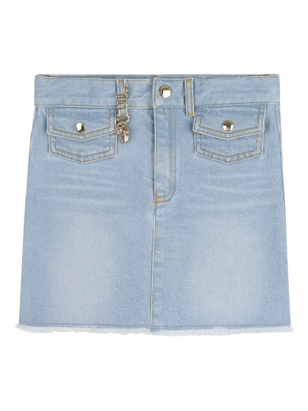  Chloé Kids Frayed-hem Pocket Skirt - Blue 