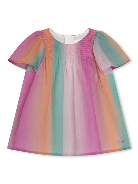  Chloé Kids Gradient-effect Smocked Dress - Pink 