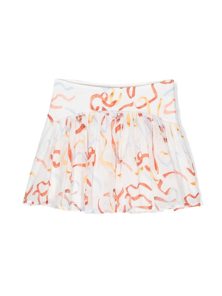  Chloé Kids Graphic-print Veil Skirt - White 