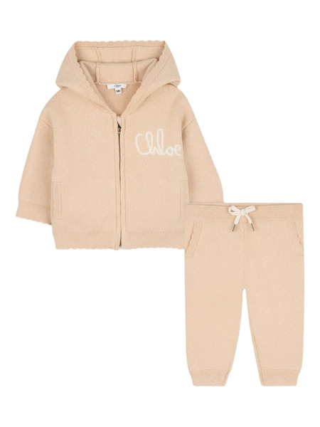  Chloé Kids Hooded Zip-up Tracksuit - Neutrals 