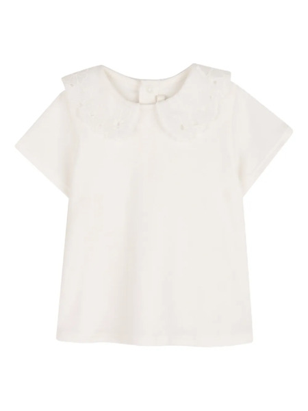  Chloé Kids Lace-collar Top - White 