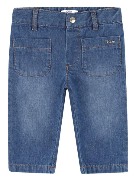  Chloé Kids Logo-appliqué Jeans - Blue 
