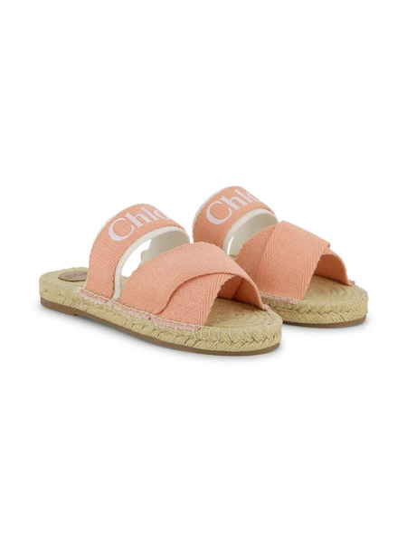  Chloé Kids Logo Crossover-strap Sandals - Pink 