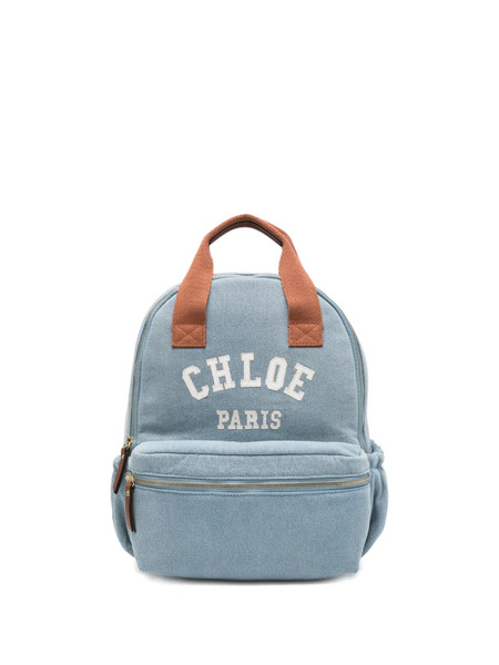  Chloé Kids Logo-embroidered Backpack - Blue 