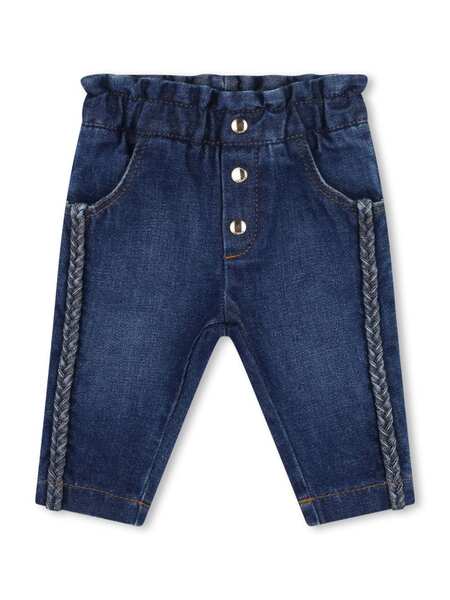  Chloé Kids Logo-embroidered Braided Jeans - Blue 