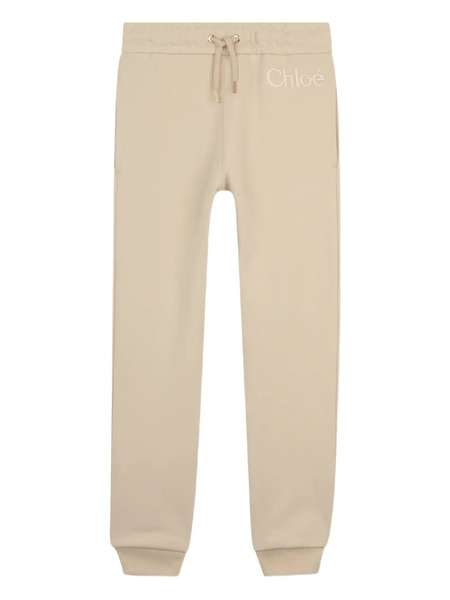  Chloé Kids Logo-embroidered Drawstring Trousers - Neutrals 