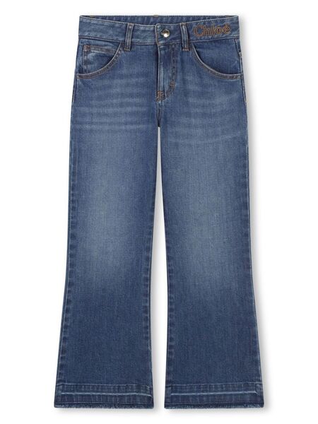  Chloé Kids Logo-embroidered Jeans - Blue 