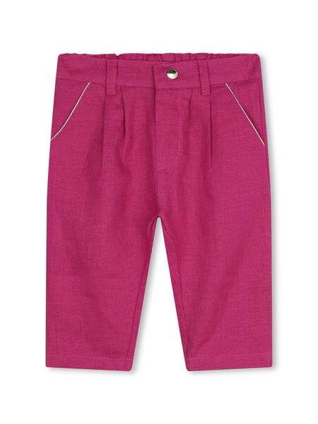  Chloé Kids Logo-embroidered Linen Trousers - Pink 
