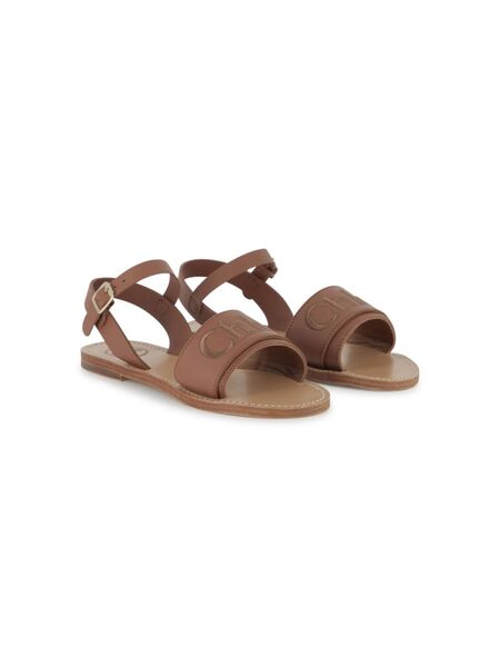  Chloé Kids Logo-embroidered Sandals - Brown 