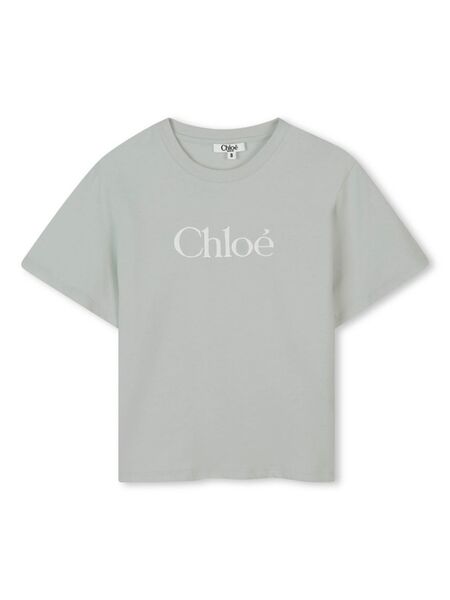  Chloé Kids Logo-embroidered T-shirt - Green 