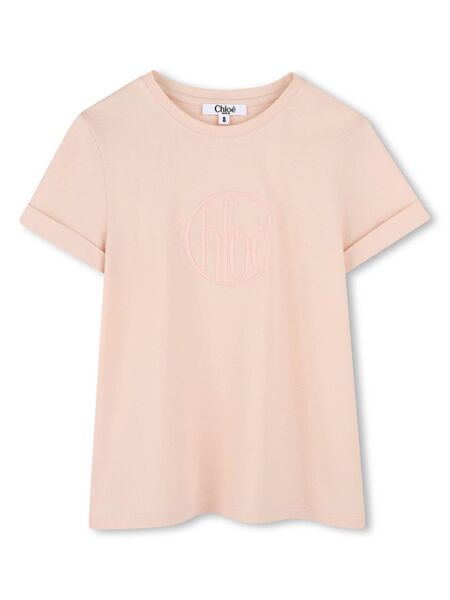  Chloé Kids Logo-embroidered T-shirt - Pink 