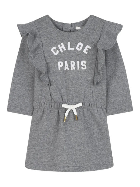  Chloé Kids Logo-print Dress - Grey 