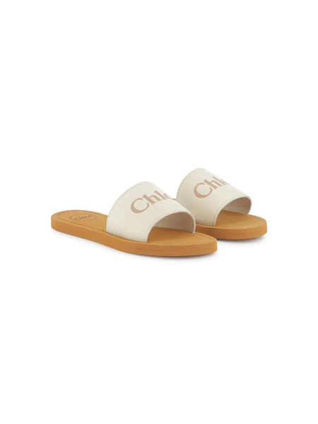  Chloé Kids Logo-print Flip Flops - White 