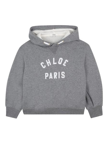  Chloé Kids Logo-print Hoodie - Grey 