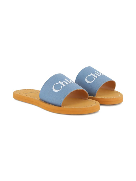  Chloé Kids Logo-print Sandals - Blue 