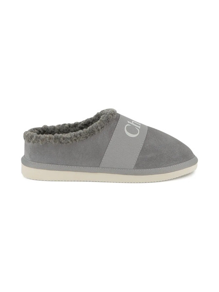  Chloé Kids Logo-print Slippers - Grey 