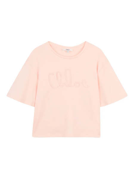  Chloé Kids Logo Print T-shirt - Pink 