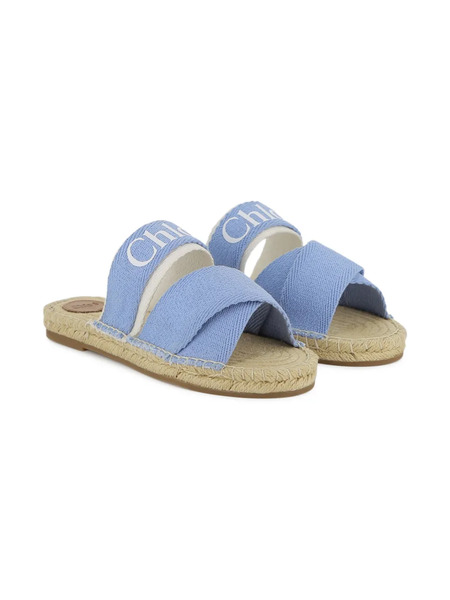  Chloé Kids Logo-tape Sandals - Blue 