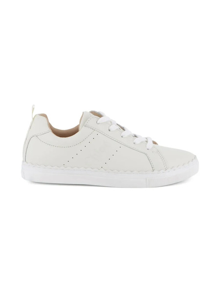  Chloé Kids Perforated Lace-up Sneakers - White 