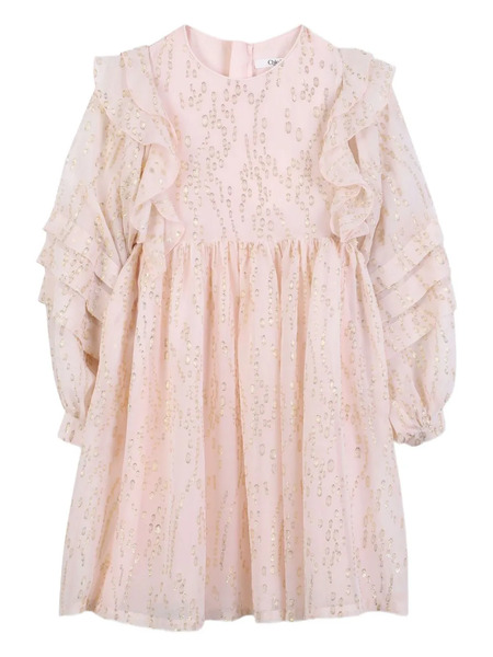  Chloé Kids Ruffled Sequin-embellished Dress - Pink 