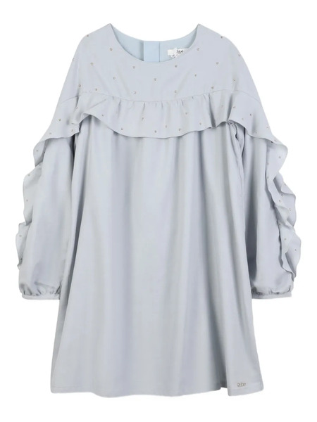  Chloé Kids Ruffled-shoulder Dress - Blue 
