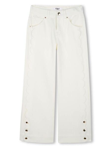 Chloé Kids Scallop-edge Jeans - White 