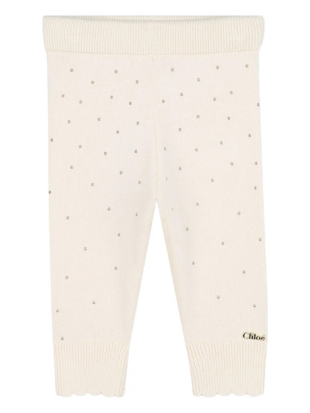  Chloé Kids Scalloped-hem Leggings - Neutrals 