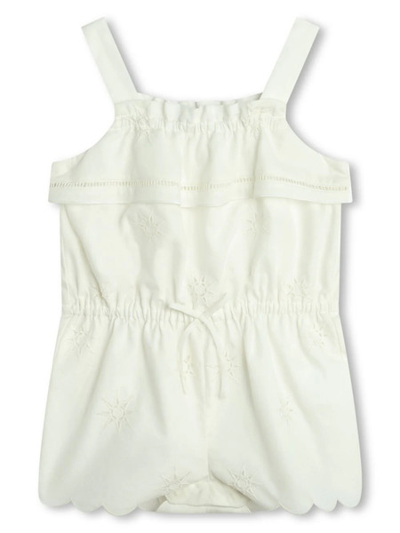  Chloé Kids Star-embroidered Poplin Rompers - White 