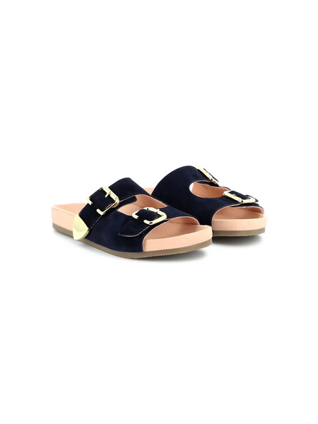  Chloé Kids Suede Slides - Blue 