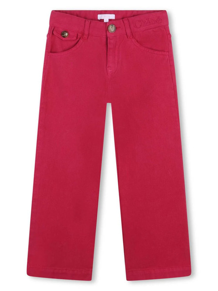  Chloé Kids Wide-leg Denim Jeans - Red 