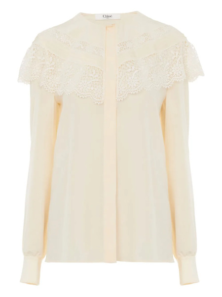  Chloé Lace-trimmed Blouse - White 