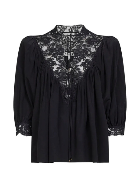  Chloé Lace V-neck Shirt - Black 