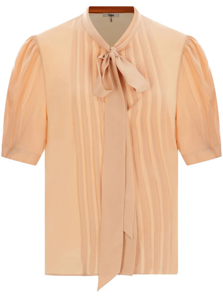  Chloé Lavallière Crêpe-de-chine Blouse - Neutrals 