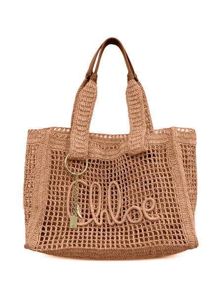  Chloé Logo Charm Tote Bag - Pink 