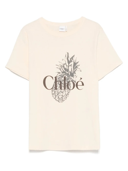  Chloé Logo Cotton T-shirt - Neutrals 