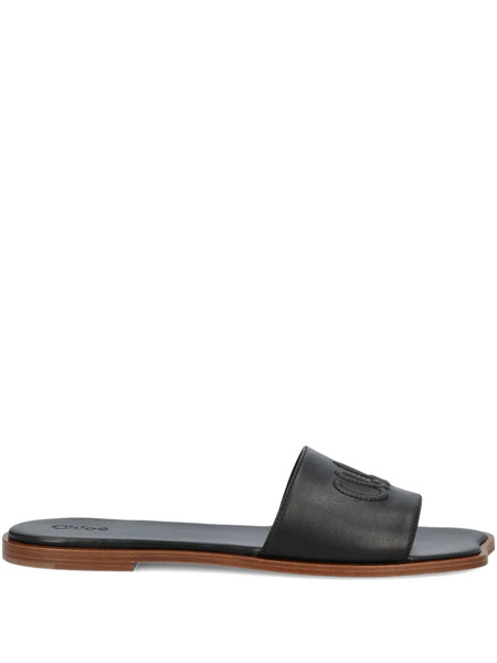  Chloé Logo-embellishment Flat Sandals - Black 