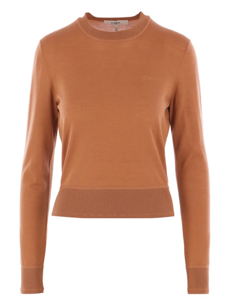  Chloé Logo-embroidered Crew-neck Top - Brown 