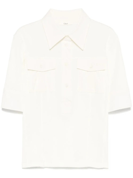  Chloé Logo-embroidered Polo Top - Neutrals 