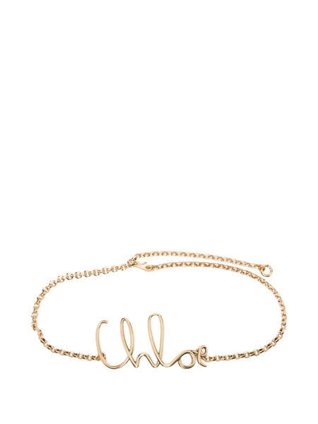  Chloé Logo-plaque Chain Belt - Gold 