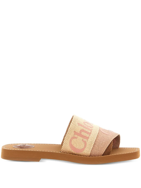  Chloé Logo-print Flat Sandals - Neutrals 
