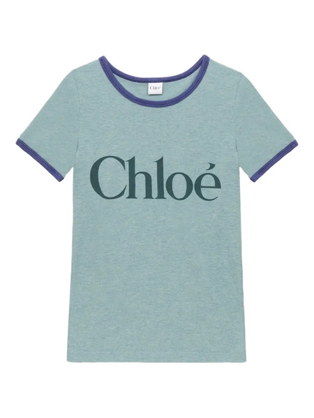  Chloé Logo-print Round-neck T-shirt - Blue 