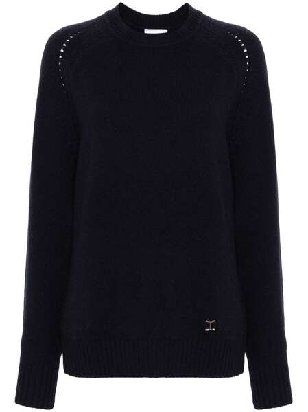  Chloé Marcie-plaque Cashmere Blend Jumper - Blue 
