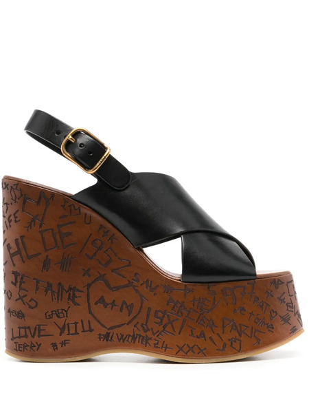  Chloé Maxime Wedged Sandals - Black 