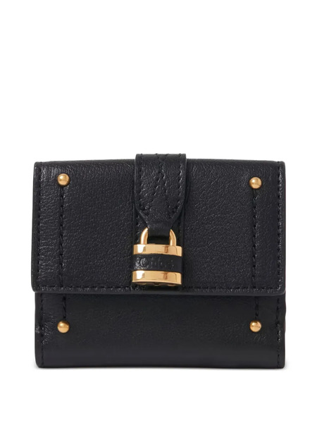  Chloé Mini Paddington Tri-fold Studded Lock Wallet - Black 