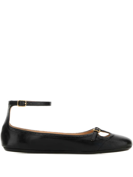  Chloé Misty Buckle-strap Leather Ballerinas - Black 
